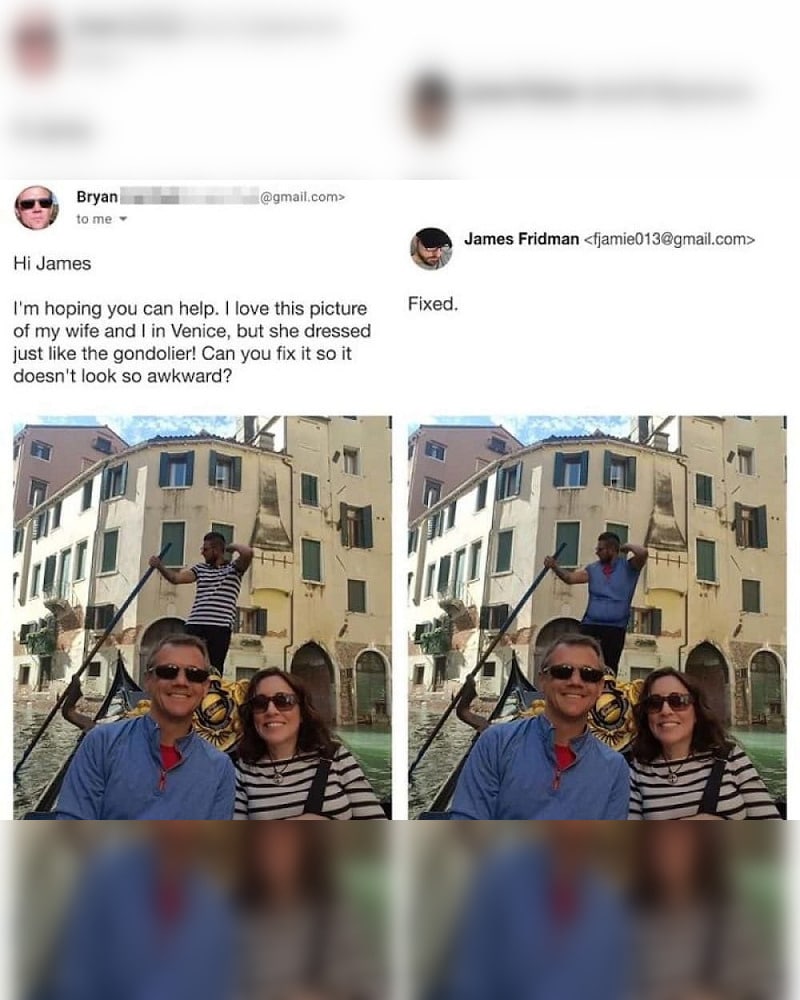 Epic Photoshop Fails That Make Your Day Now YOU’RE dressed like a gondolier!