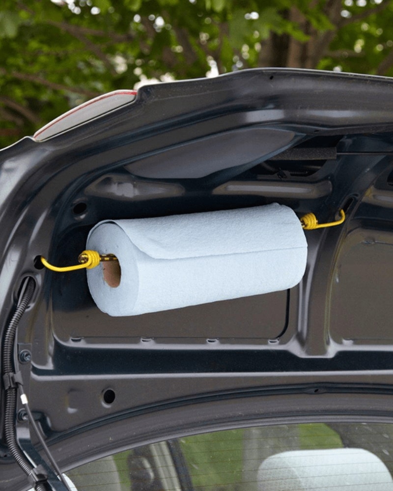 Strange But True Car Hacks You Never Knew Makeshift paper towel holder