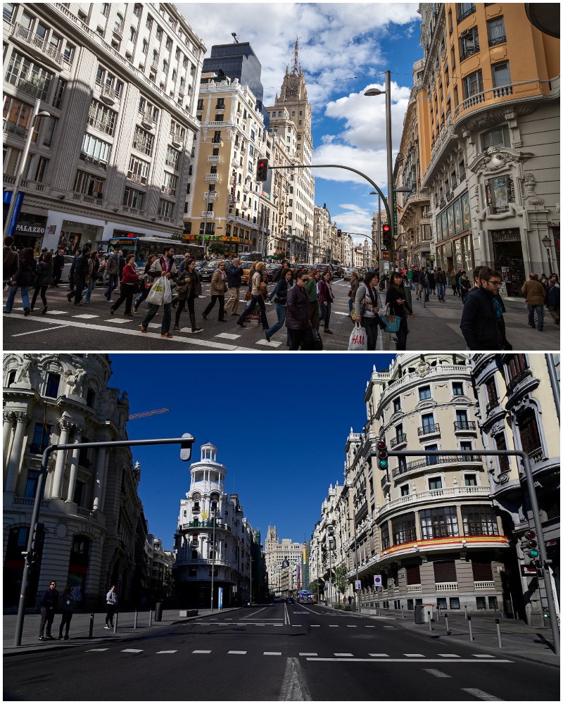 The Pandemic Places In The World Gran Via in Madrid