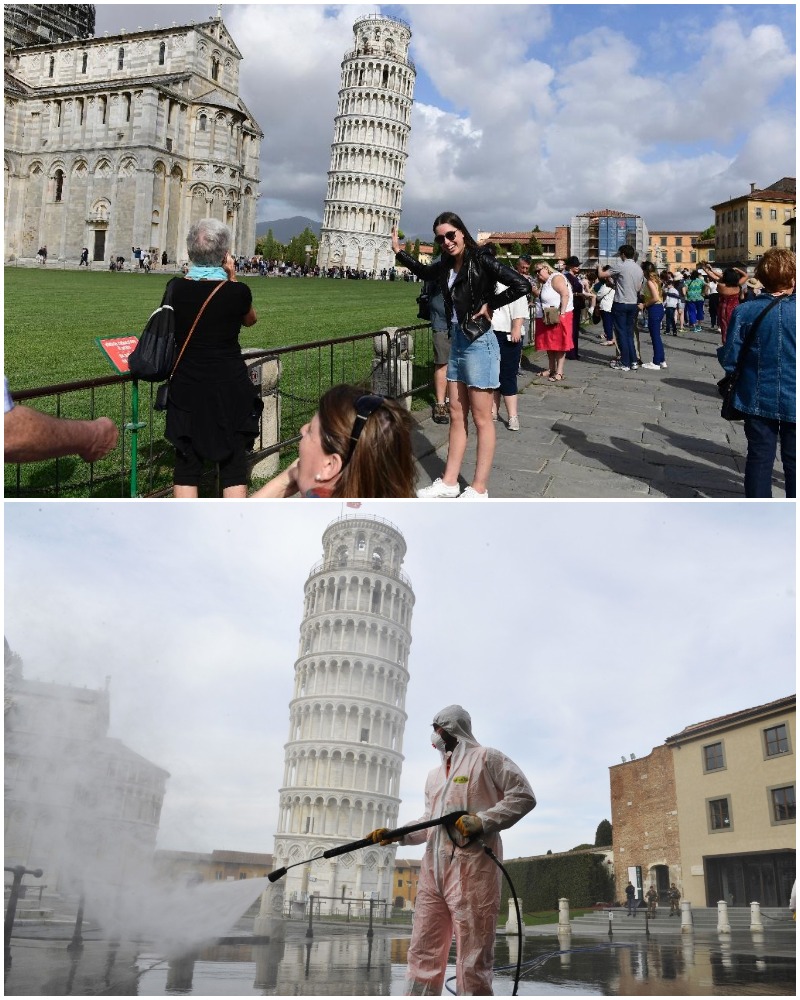 The Pandemic Places In The World The leaning tower of Pisa in Italy
