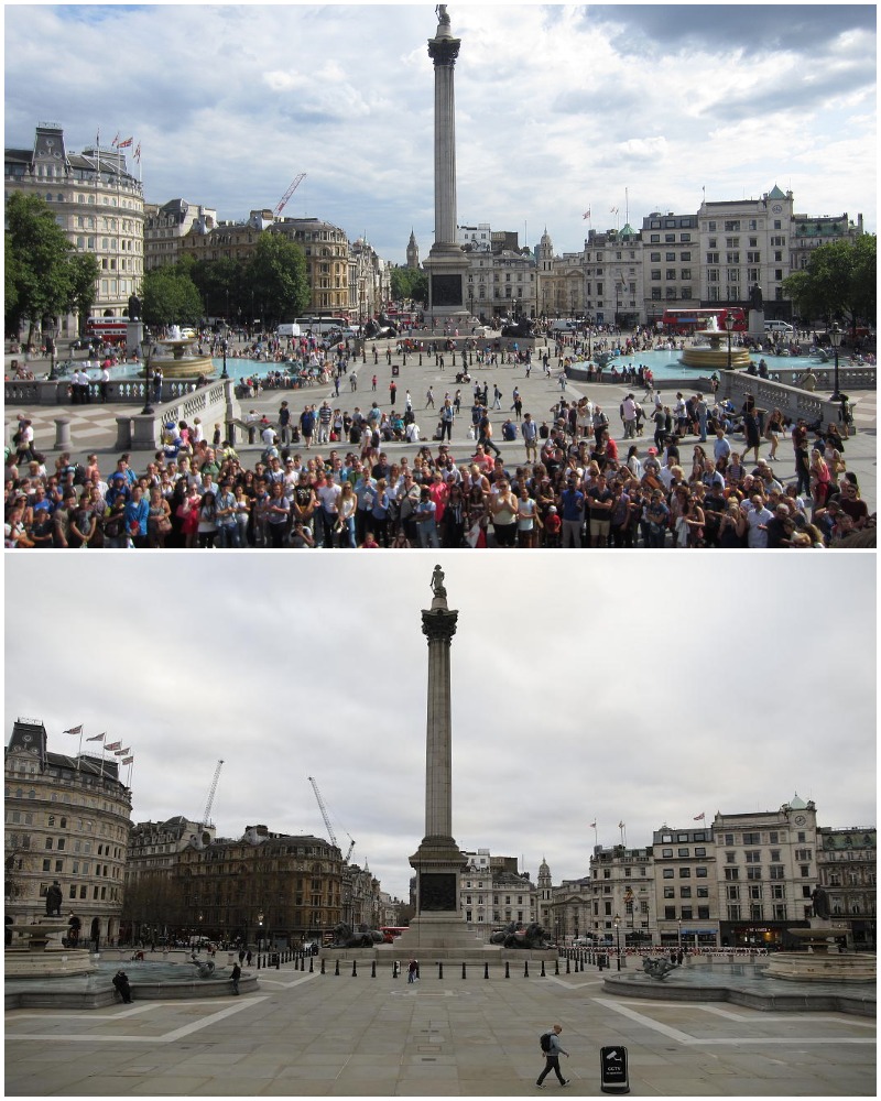 The Pandemic Places In The World Trafalgar Square in Central London