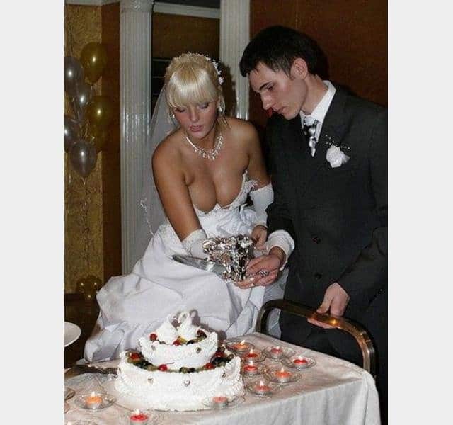Wedding Dresses That Had Grooms Running For The Hills Careful with the knife